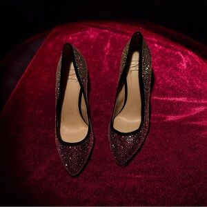 Multicolored gemstone work Black and Gold Women's Shoes